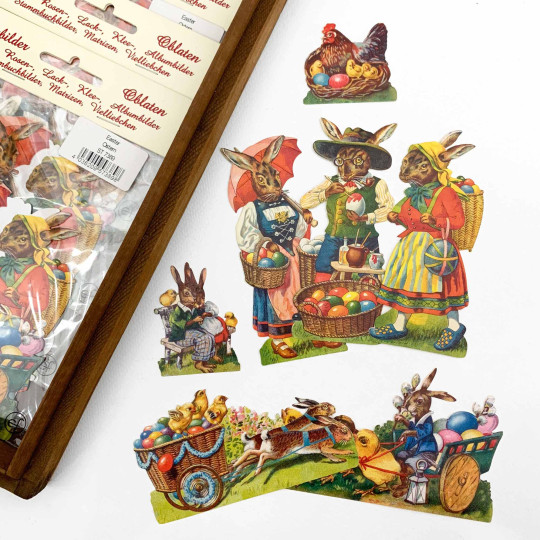German Easter Bunnies Loose Easter Paper Scrap Pack